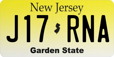 NJ license plate J17RNA