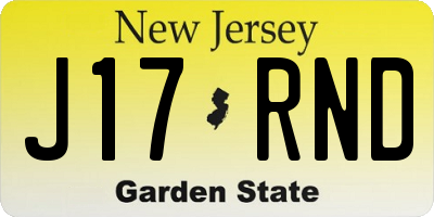 NJ license plate J17RND