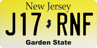 NJ license plate J17RNF