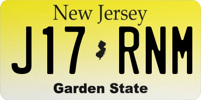NJ license plate J17RNM