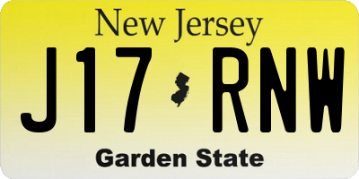 NJ license plate J17RNW