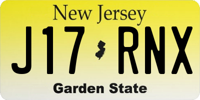 NJ license plate J17RNX
