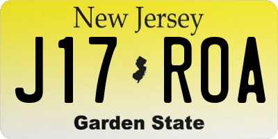 NJ license plate J17ROA