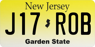 NJ license plate J17ROB