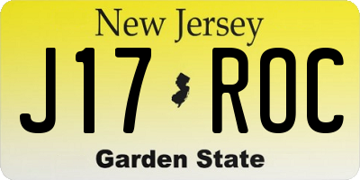 NJ license plate J17ROC
