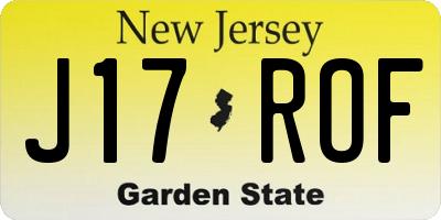 NJ license plate J17ROF