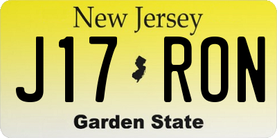 NJ license plate J17RON
