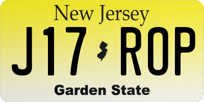 NJ license plate J17ROP