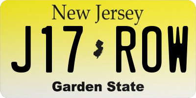 NJ license plate J17ROW