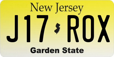 NJ license plate J17ROX