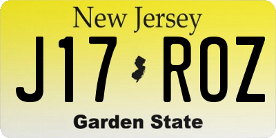NJ license plate J17ROZ