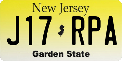 NJ license plate J17RPA