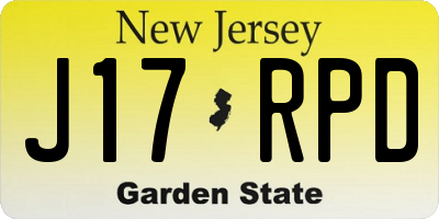 NJ license plate J17RPD