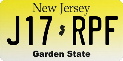 NJ license plate J17RPF