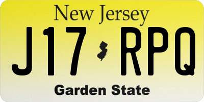 NJ license plate J17RPQ
