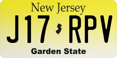 NJ license plate J17RPV