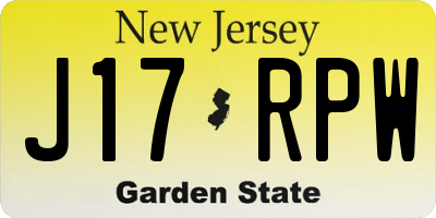 NJ license plate J17RPW