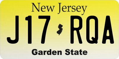 NJ license plate J17RQA