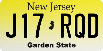 NJ license plate J17RQD