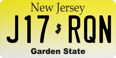 NJ license plate J17RQN