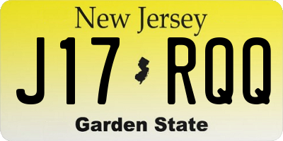 NJ license plate J17RQQ