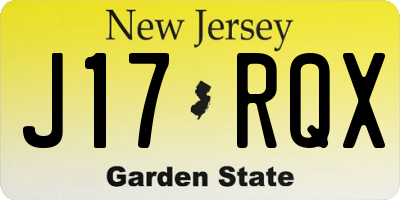 NJ license plate J17RQX