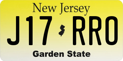 NJ license plate J17RRO