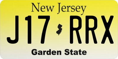 NJ license plate J17RRX