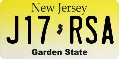 NJ license plate J17RSA