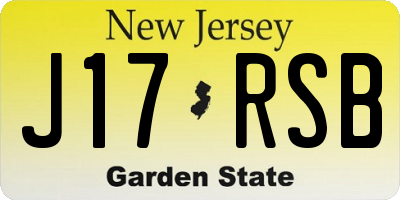 NJ license plate J17RSB