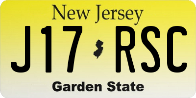 NJ license plate J17RSC
