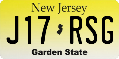 NJ license plate J17RSG
