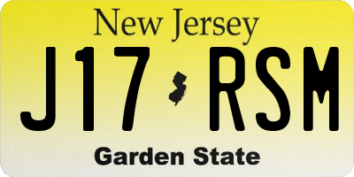 NJ license plate J17RSM
