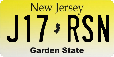 NJ license plate J17RSN