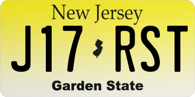 NJ license plate J17RST