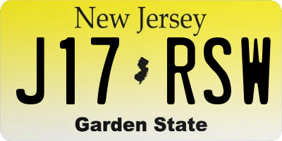 NJ license plate J17RSW