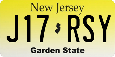 NJ license plate J17RSY