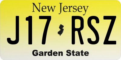 NJ license plate J17RSZ