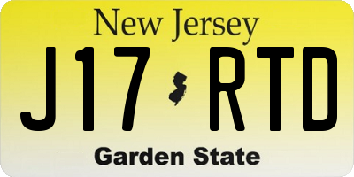 NJ license plate J17RTD