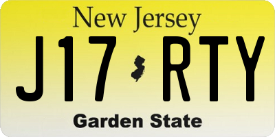 NJ license plate J17RTY