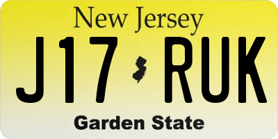 NJ license plate J17RUK