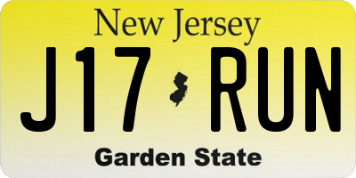 NJ license plate J17RUN