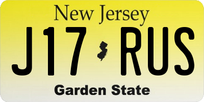 NJ license plate J17RUS