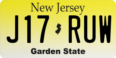 NJ license plate J17RUW