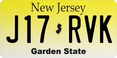 NJ license plate J17RVK