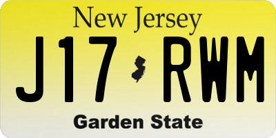 NJ license plate J17RWM