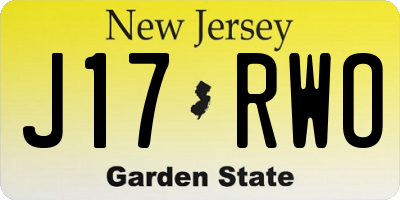 NJ license plate J17RWO