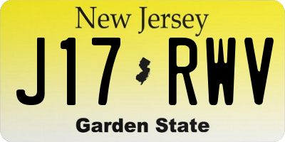 NJ license plate J17RWV