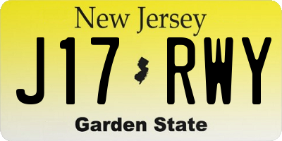 NJ license plate J17RWY