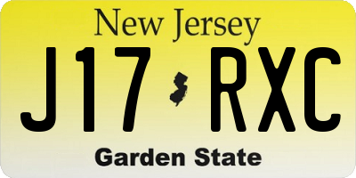 NJ license plate J17RXC